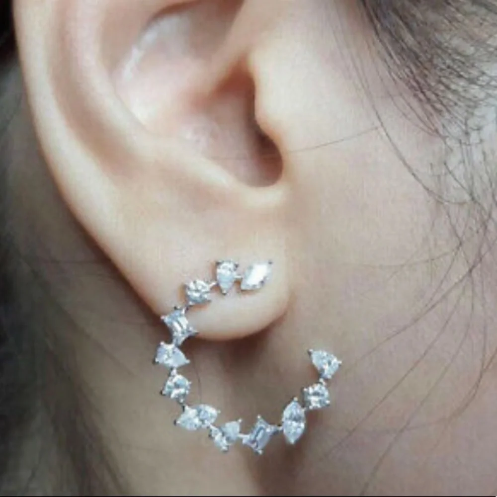 New Sterling silver diamond earrings - Picture 3 of 3